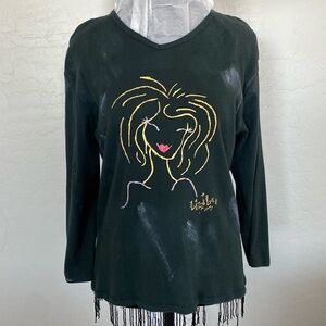 Whimsical T-shirt w/beaded fringe